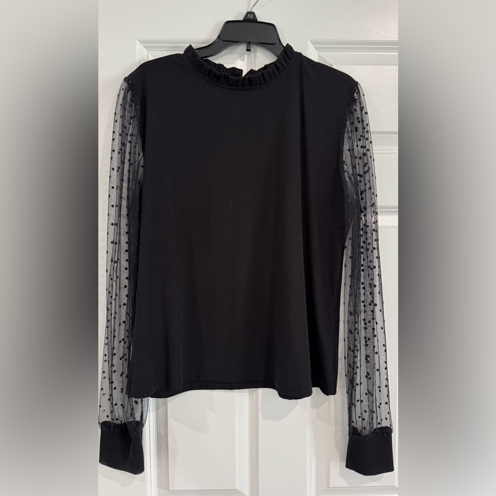 Elegant Black Sheer Sleeve Top